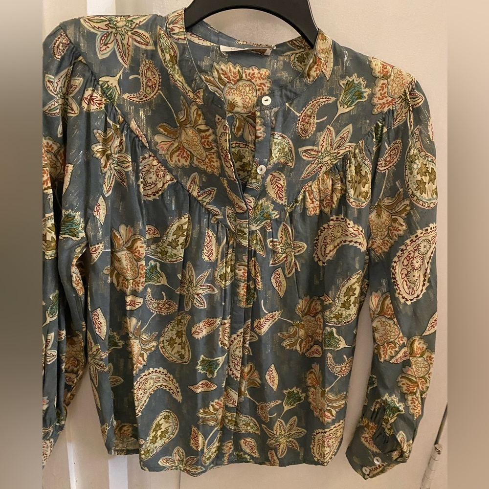 Bishop and Young Paisley Design Long Sleeves Blouse Small New